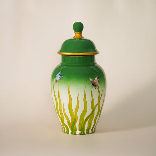Chinese Green Ceramic Jar With Lid - Small