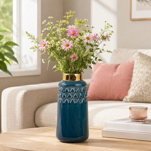 Cobalt Blue - Gold Ceramic Vase