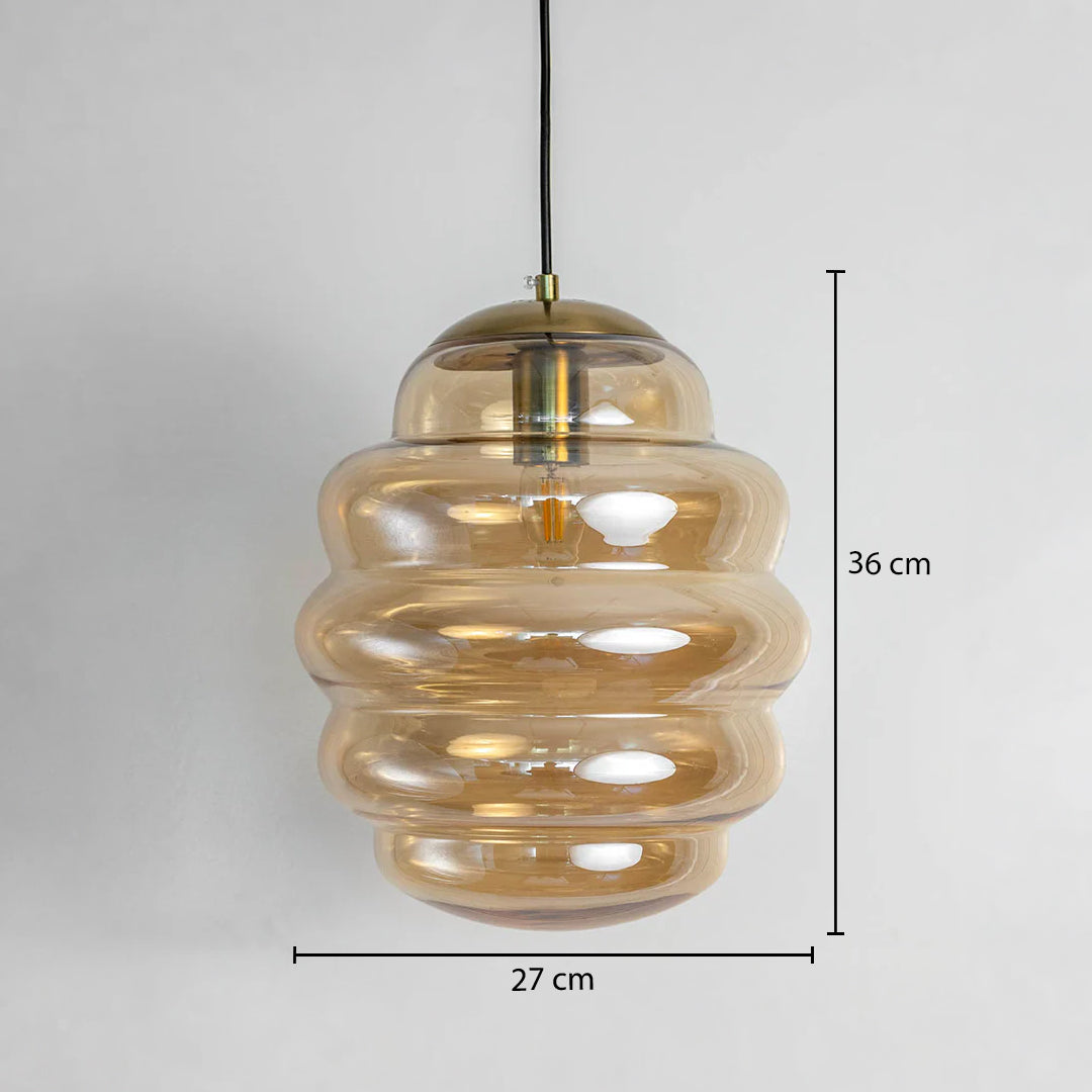 Cognac Glass Pendant Lamp - Amber