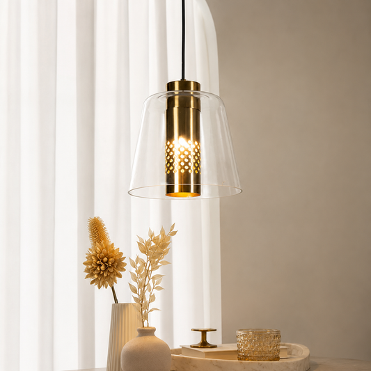 Conical Mesh Hanging Light - Transparent