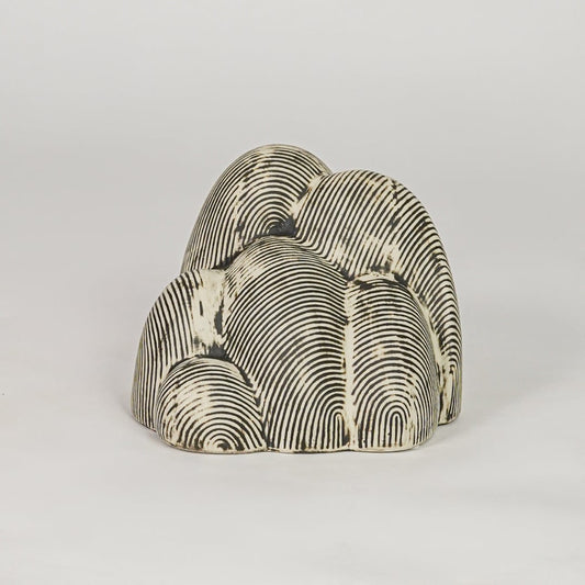 Beige textured ceramic decor sculpture modern decorative showpiece for table console shelf living room home decor styling.
