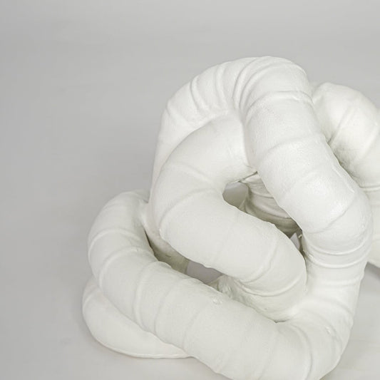 White ceramic abstract decor sculpture modern decorative showpiece for table console shelf living room decor styling.