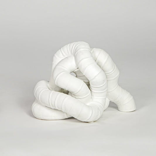 White ceramic abstract decor sculpture modern decorative showpiece for table console shelf living room decor styling.