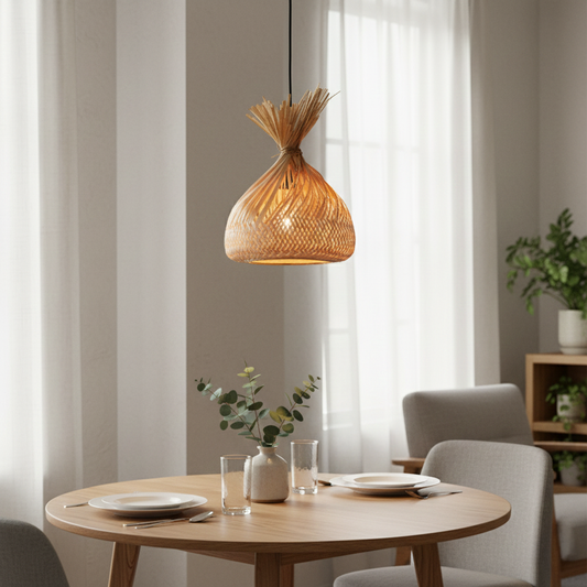 cross woven nordic bamboo pendant main lifestyle