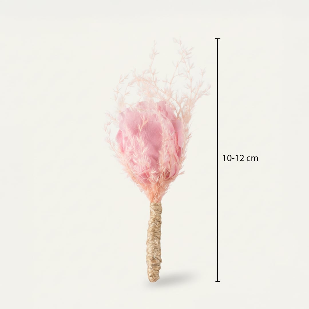 Dried floral bunch with soft pink feather texture showing height 10 to 12 cm ideal for small vase and gentle Decor styling.