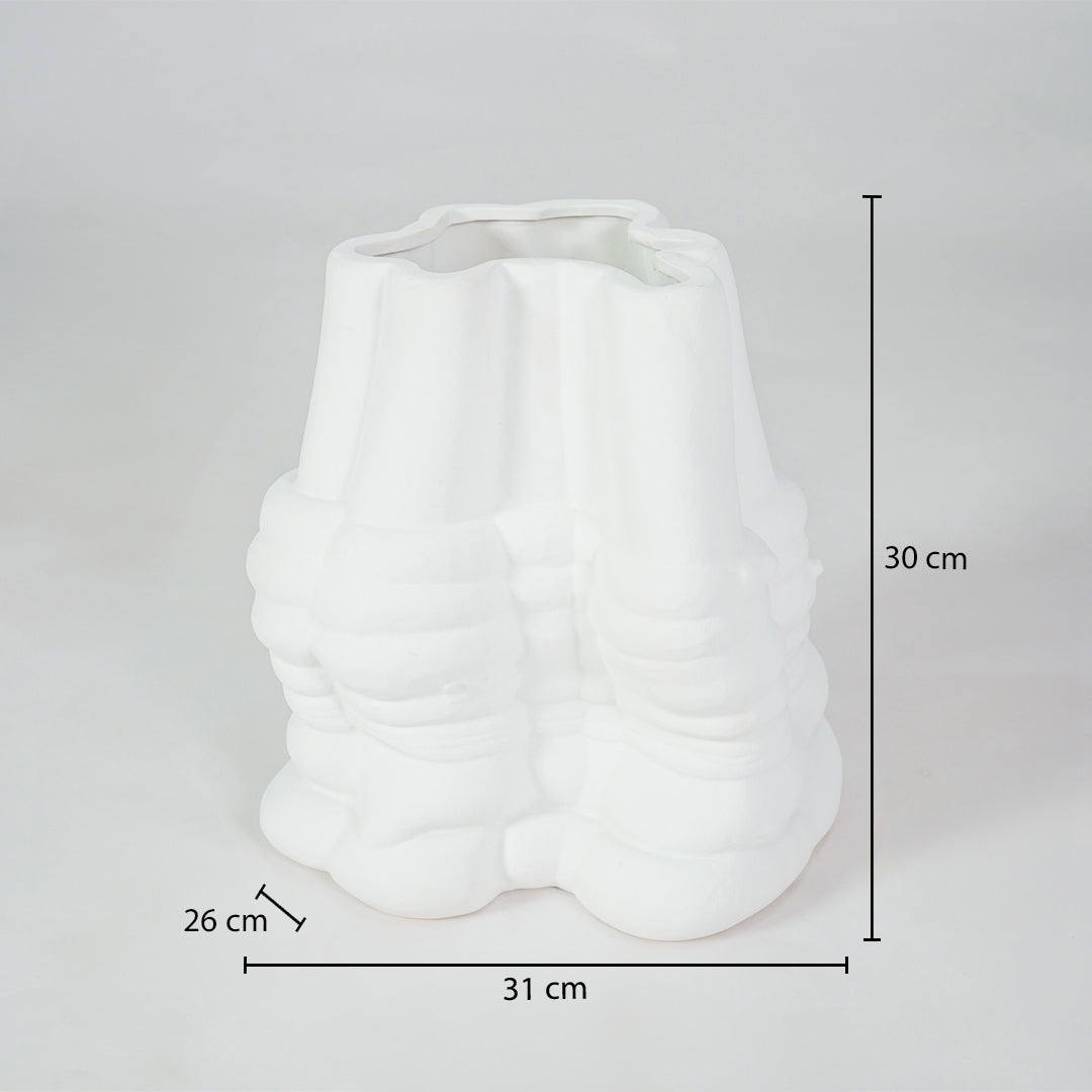 Modern white ceramic abstract sculpture with 31cm height for stylish shelf and luxury home decor styling.