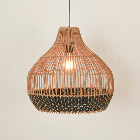 Cupola Rattan Hanging Lamp - Black & Beige