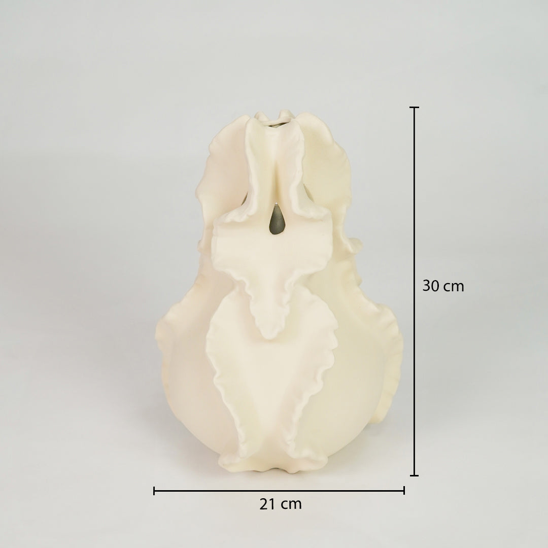 Curling Petal Ceramic Vase - White