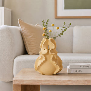 Curling Petal Ceramic Vase - Beige