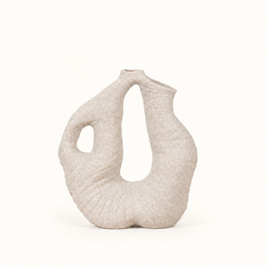 Minimalist beige abstract ceramic vase for sophisticated modern home interior decor and elegant shelf centerpieces.
