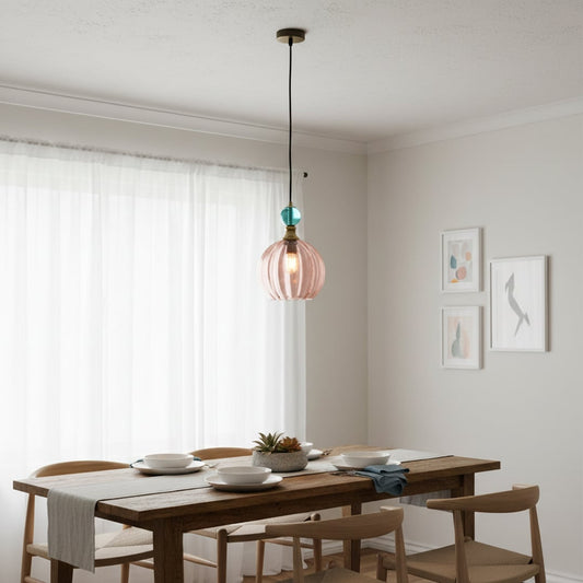 danish glass ball chandelier red blue main lifestyle
