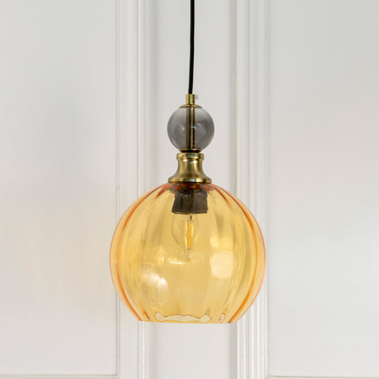 Danish Glass Ball Chandelier - Amber & Smoky