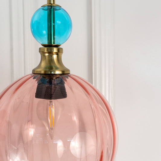 Danish Glass Ball Chandelier - Red & Blue