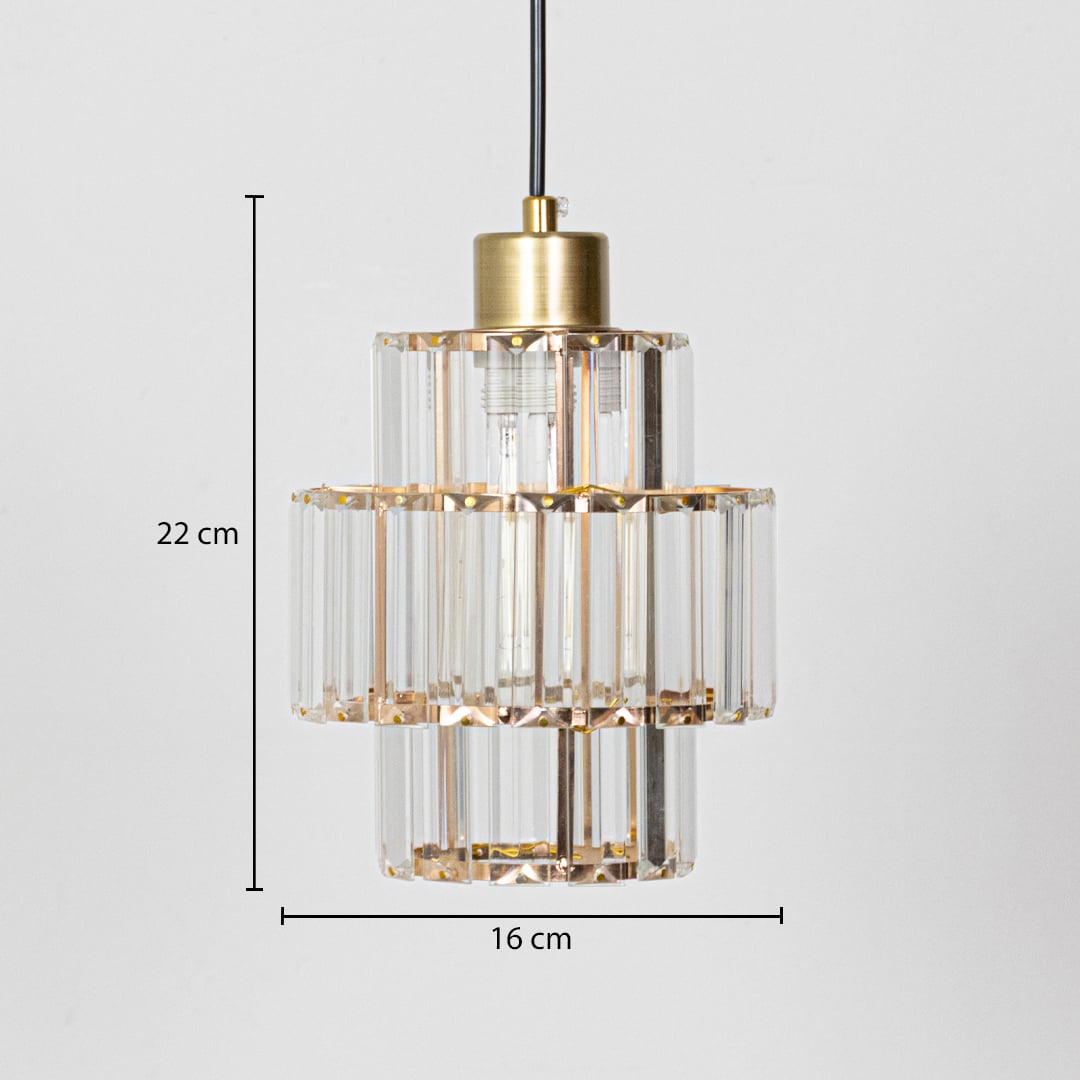 Smoky textured glass and brass wall light dimension image with 22 cm width and 22 cm height for modern bedside placement.