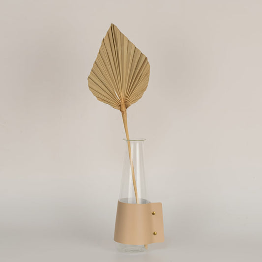 Natural beige dried palm leaf decor styled in a warm minimal room adding earthy organic texture to modern home interiors.