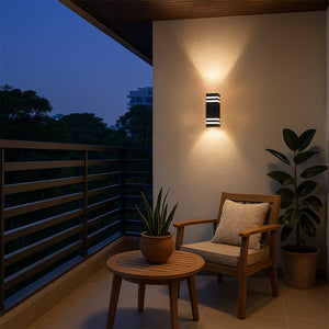 Dual Up & Down Wall Light - Black