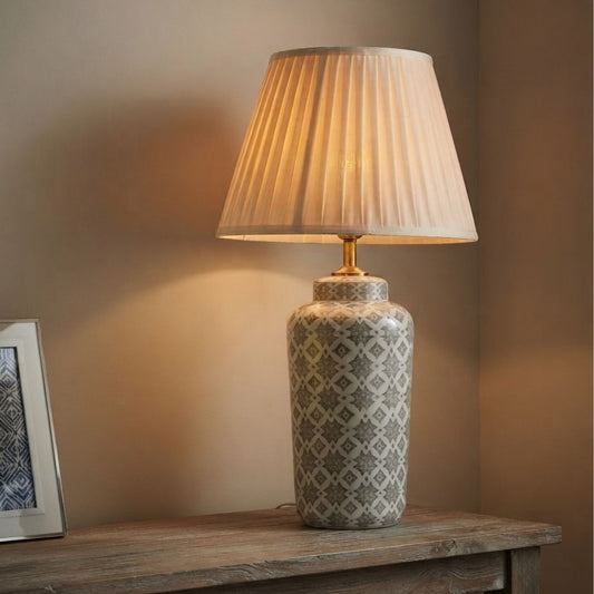 Earthly Aura Japanese Style Ceramic Table Lamp with White Shade
