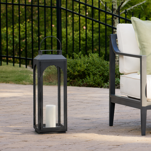 Ebony Black Metal Lantern - Large
