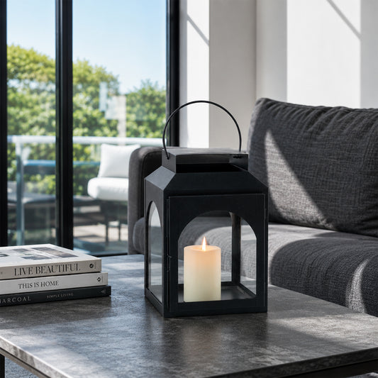 Ebony Black Metal Lantern - Small