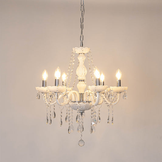 Ember 6-Light Victorian Candle Chandelier - White