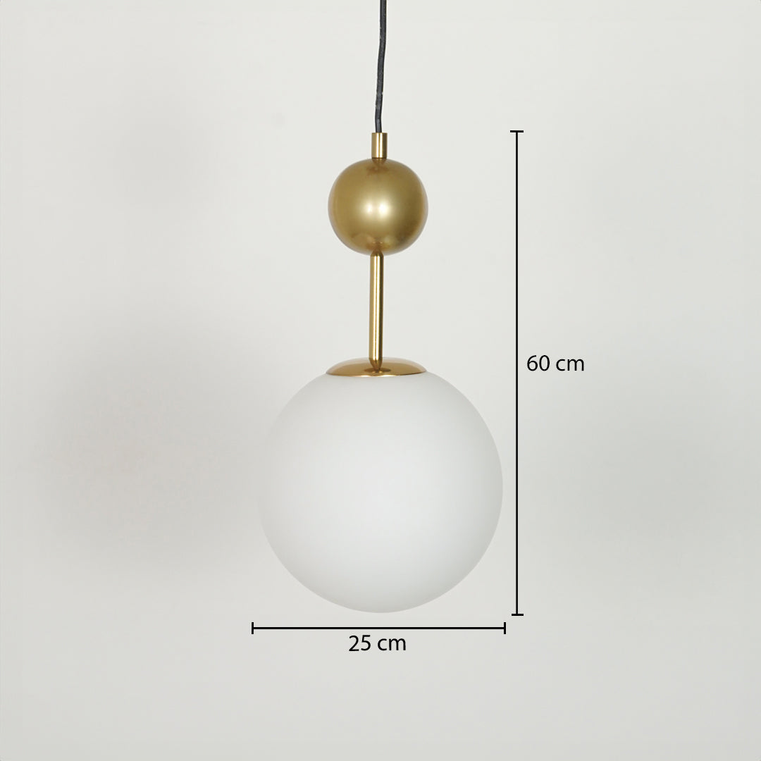 Frosted Glass Globe Gold Metal Pendant Light