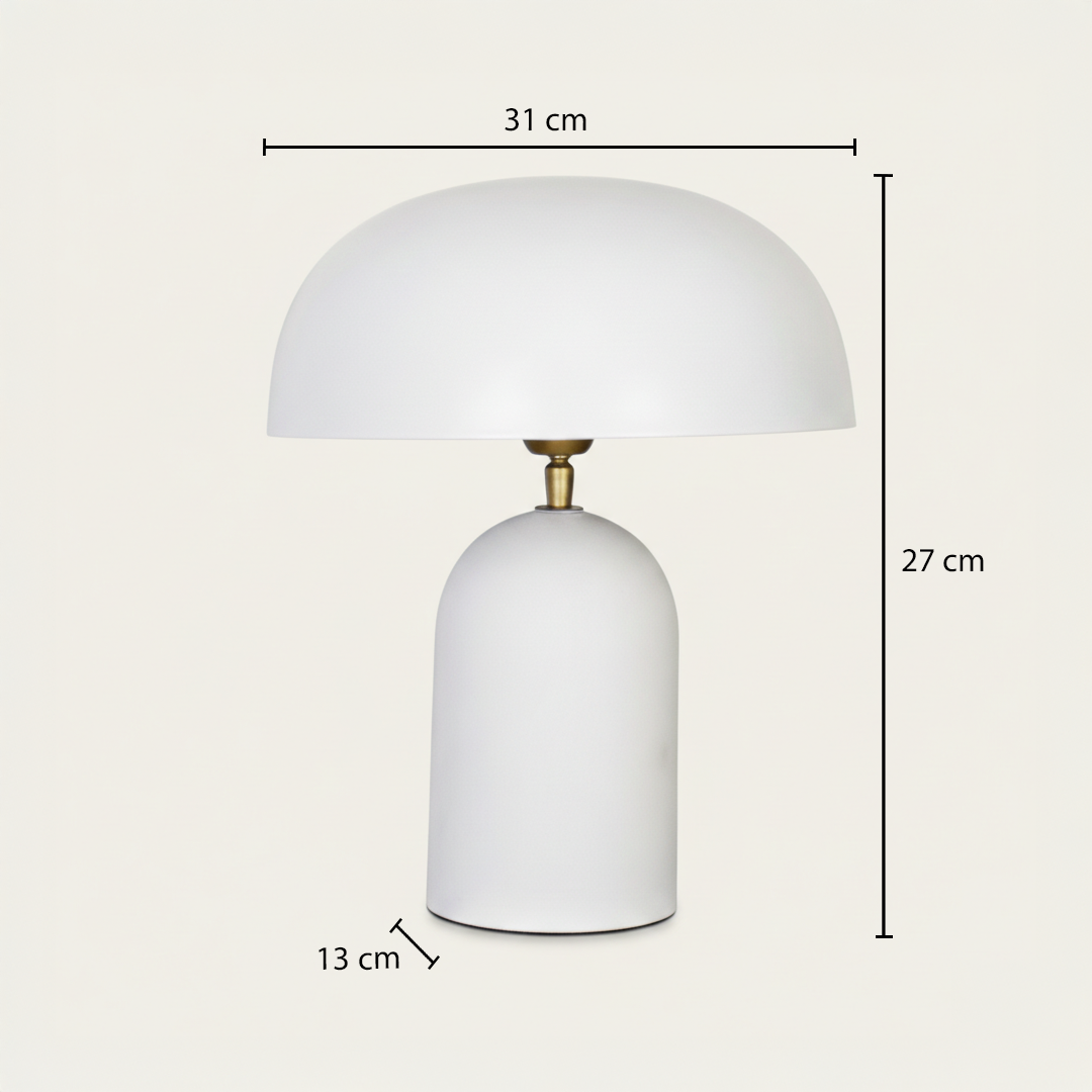 Table lamp dimensions image showing 31 cm shade width 27 cm total height and 13 cm base width for accurate sizing in bedside and living spaces.