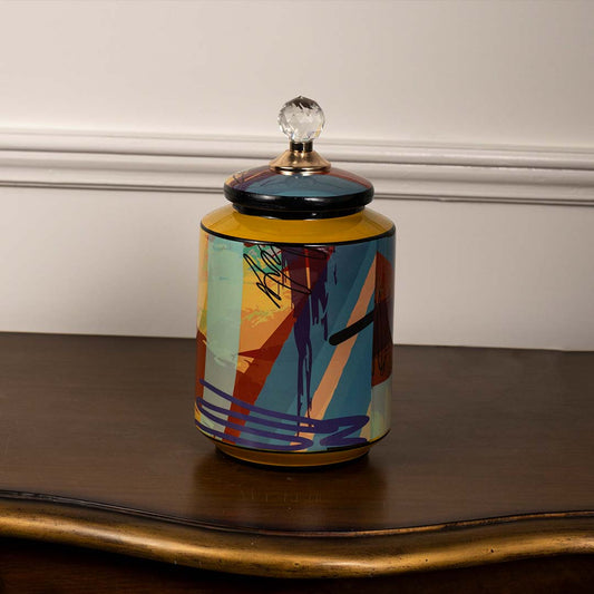 Geometric Pattern Ceramic Jar - Large