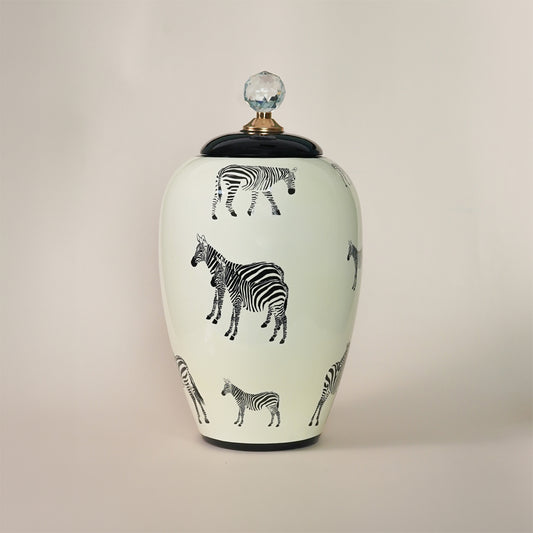 Glam Zebra Ceramic Ginger Jar - Large