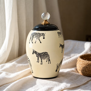 Glam Zebra Ceramic Ginger Jar - Small