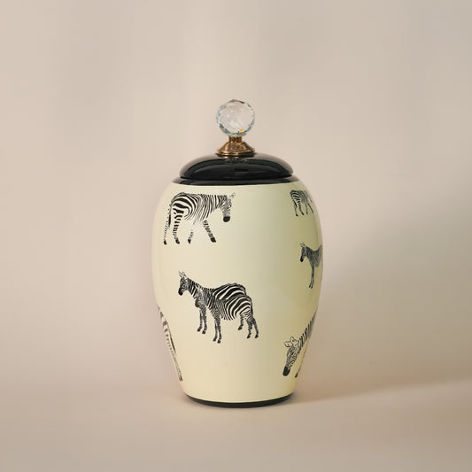 Glam Zebra Ceramic Ginger Jar - Small