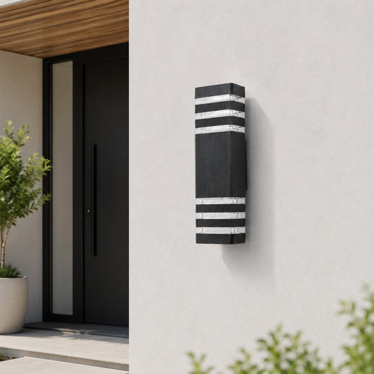 Glass Up & Down Wall Light - Black