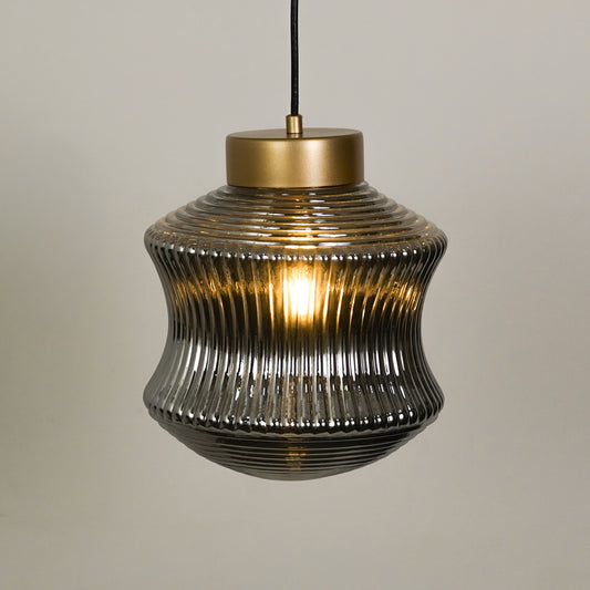 Halo Cylindrical Glass & Gold Metal Pendant Light