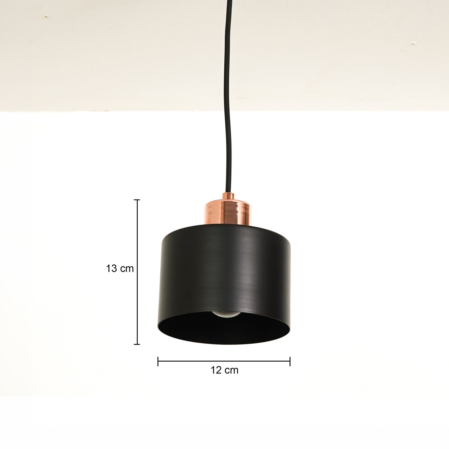 Dimension image of modern black metal hanging pendant light for elegant dining room decor styling with beautiful finish set.