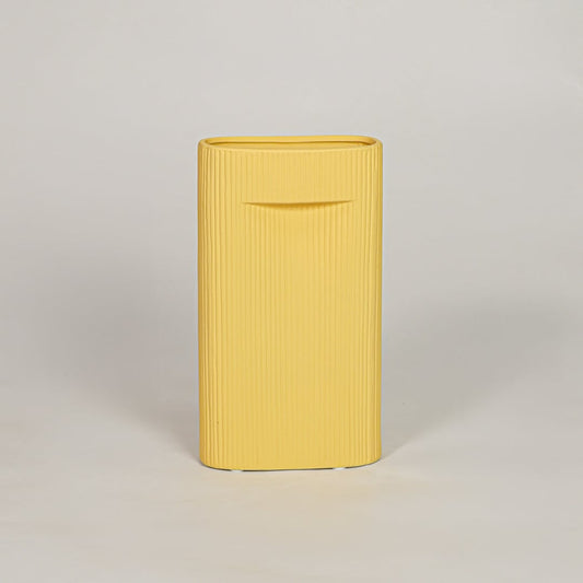 industrial yellow ceramic vase medium white background