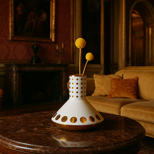 Decorative ceramic table lamp styled in living room setting adding warm ambient light artistic charm and modern interior Decor.