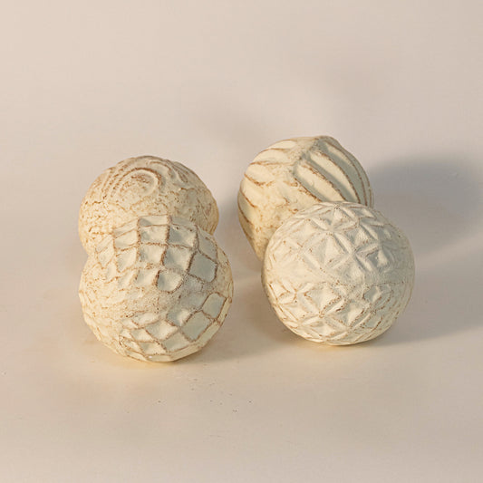 Kallos Decorative Set of 4 Terracotta Orbs - Ivory