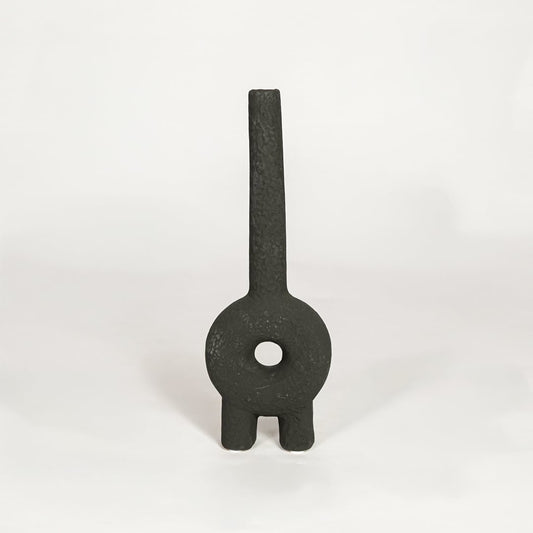 Modern black ceramic abstract decorative vase ideal for dried flower arrangement on console table shelf and stylish home decor.