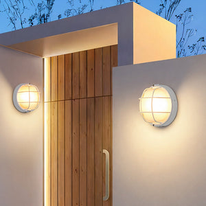 Lexi Round Caged Outdoor Wall Light - White