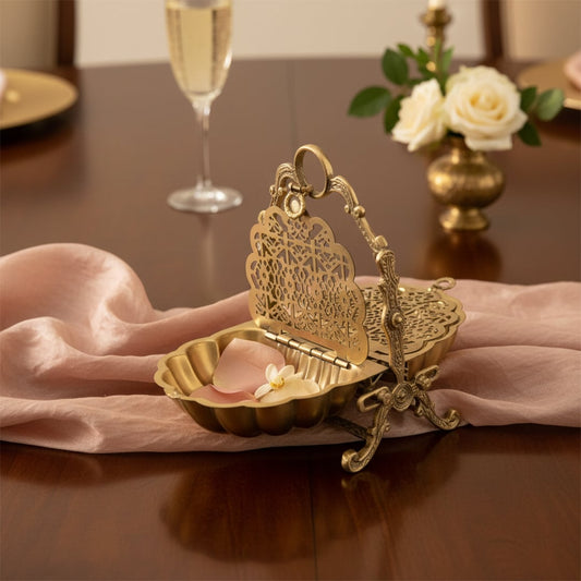 lipi brass centrepiece tray for dinnig room lifestyle