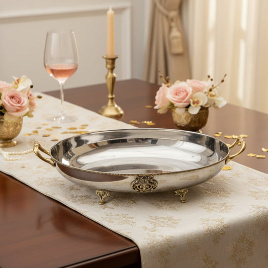 madhura brass fruit bowl for dinnig room lifestyle