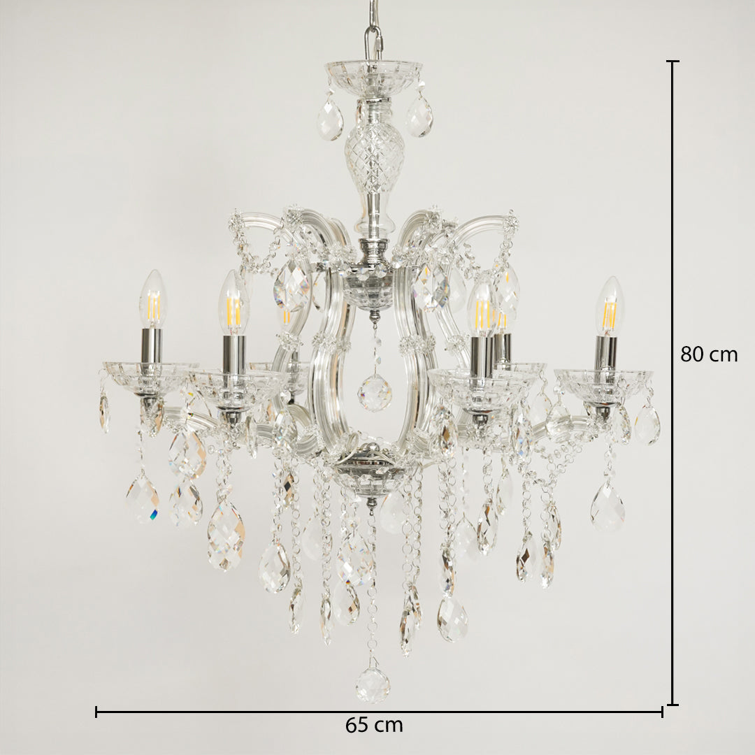Marchese 6-Light Crystal Chandelier - Silver & Transparent