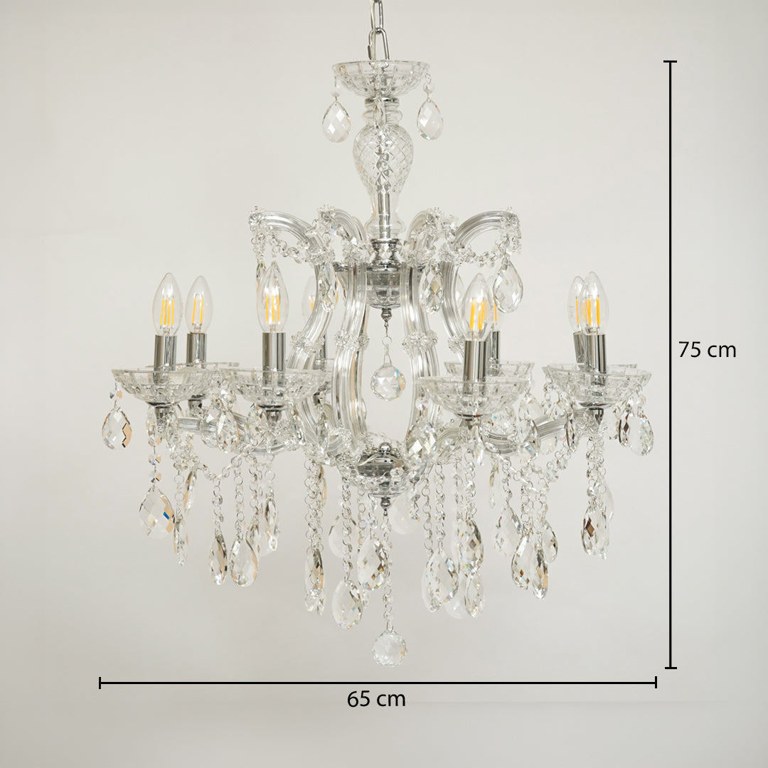 Marchese 8-Light Crystal Chandelier - Silver & Transparent