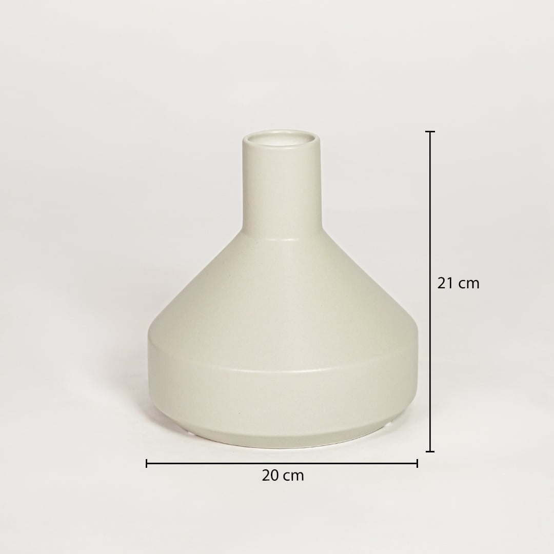 Beige ceramic minimalist decorative vase with smooth matte finish perfect for elegant dried floral display and modern interior decor.