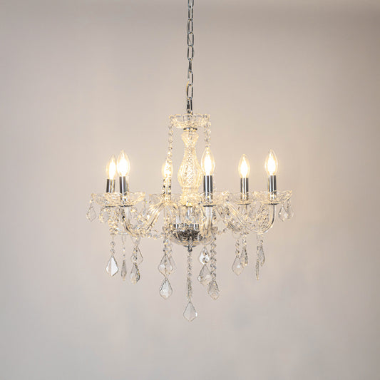 Maria Victorian Era 6-Light Crystal Chandelier - Transparent & Silver