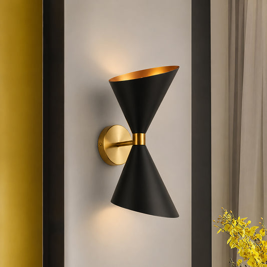 Mid-Century Bowtie Style Black Wall Sconce