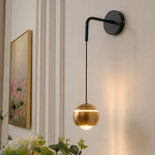 Minimalist Round Ball Metal Wall Light - Gold