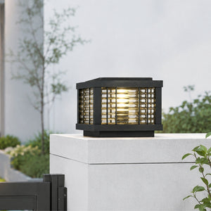 Modern Boxy Outdoor Gate Light - Black