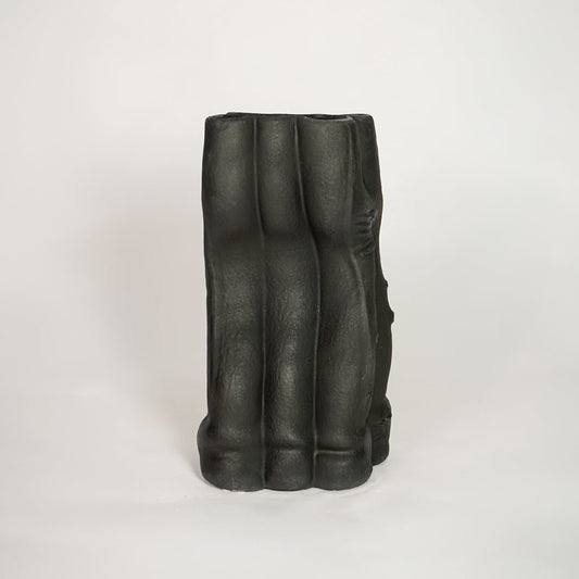 Modern black ceramic textured decorative floor vase ideal for dried flower arrangement in living room corner and stylish home decor.