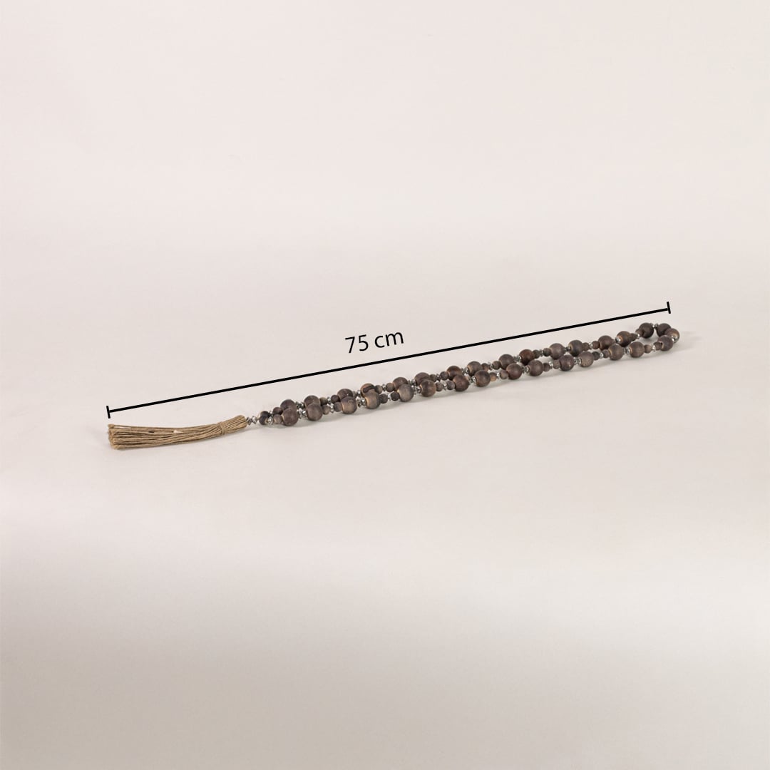 Wooden bead garland with tassel measuring 75 cm length suitable for console table coffee table and shelf Decor.