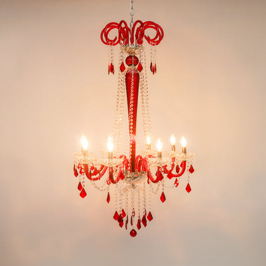 Noir Royal Crystal Chandelier - Red